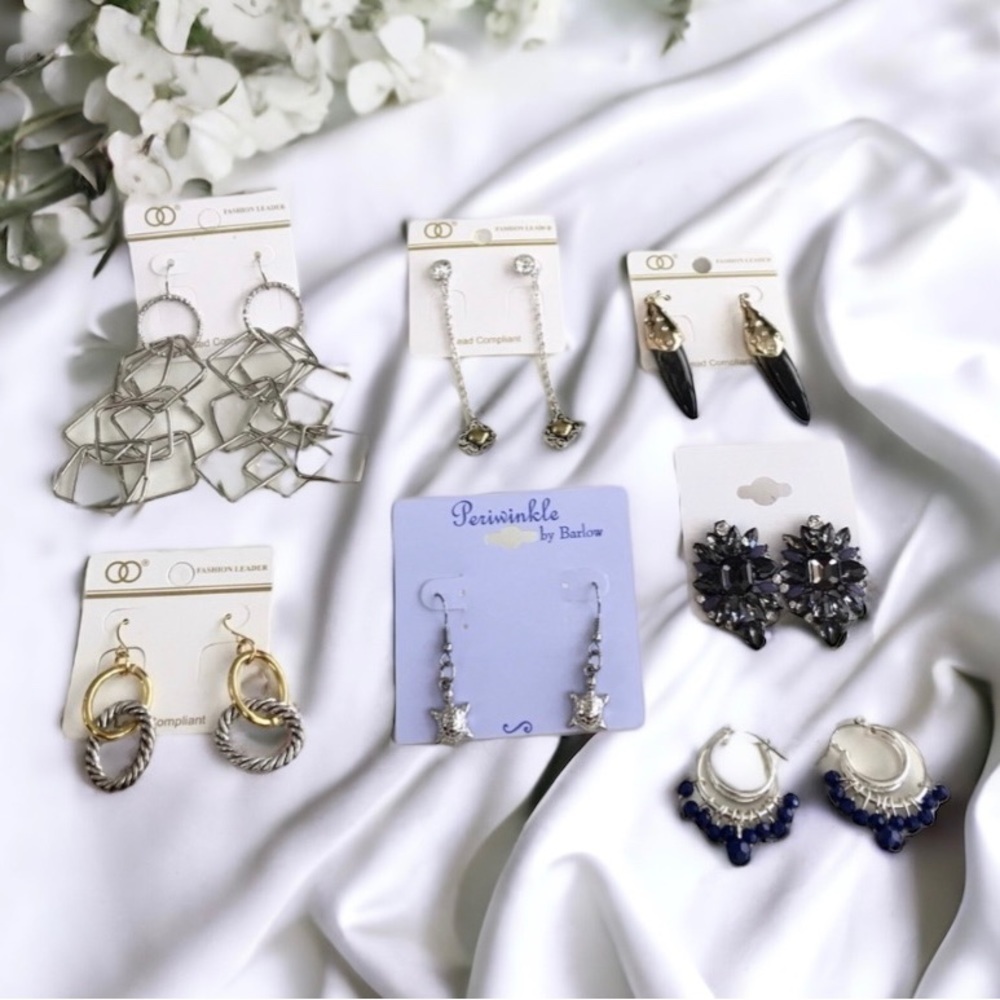 NEW Bundle of 6 Earrings Silver Turtle Gold Dangle Crystal